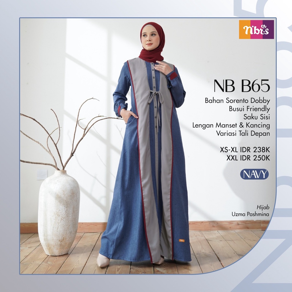 Nibras NB B65 Gamis Polos  Simple Bahan Sorento Dobby Jubah Muslim Masakini Formal OOTD