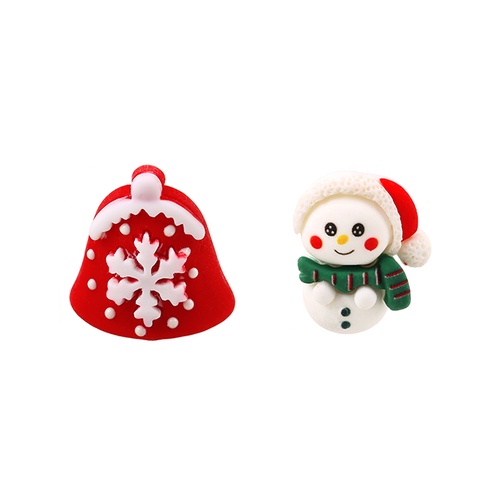 LRC Anting Tusuk Fashion Asymmetrical Stud Earrings In Soft Pottery Christmas Bell Gift Box For The Q13689