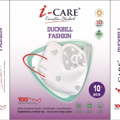 Masker Duckbill Fashion icare i-care Hello Kitty 4ply Premium Quality isi 10pc Include BOX Original