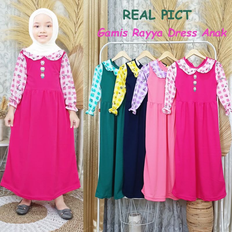 TERLARIS Gamis Rayya Dress Anak 3-12tahun Gamis Anak TK SD SMP Pakaian Muslim Anak Perempuan Lebaran