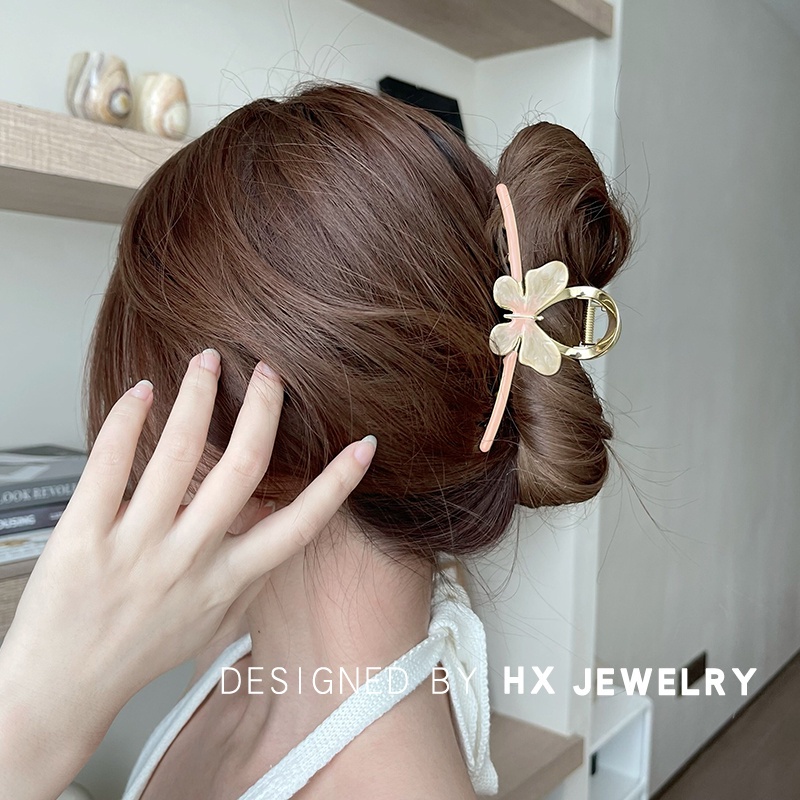 AY(CN) Jepit Rambut Bentuk Kupu-Kupu Bahan Metal Warna Solid Untuk Wanita