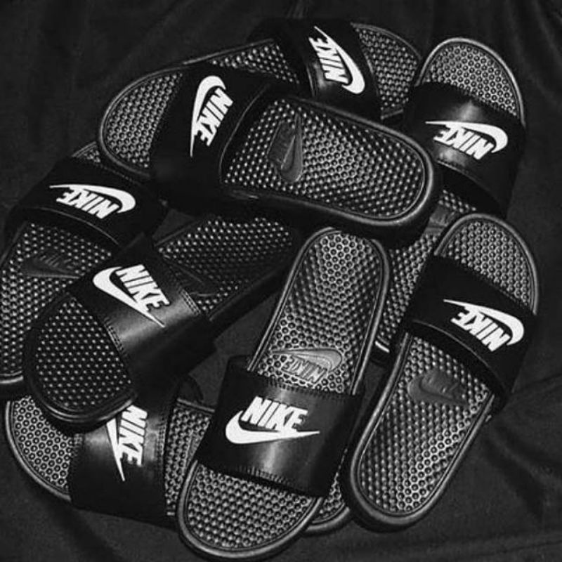 Sandal Slop Nike Bennasi Putih premium / sandal Slide Nike Bennasi White Terlaris / Sandal Slip On Nike