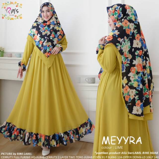 RHS ~ meyyra syari gamis pesta syari premium jumbo busui ori solo by rins hijab