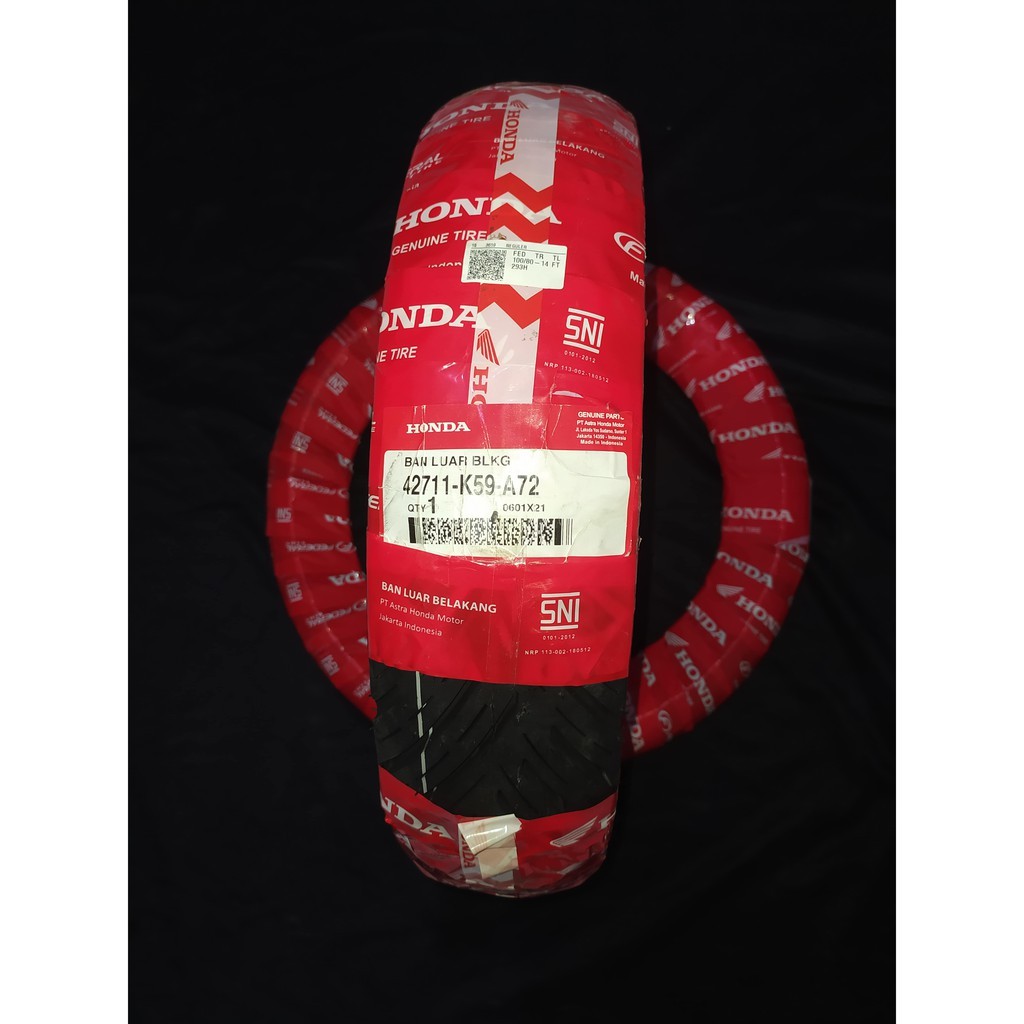 BAN LUAR AHM 100/80-14 (42711-K59-A72) ATAU HONDA FEDERAL TUBELESS/TUBLES/TL VARIO BELAKANG