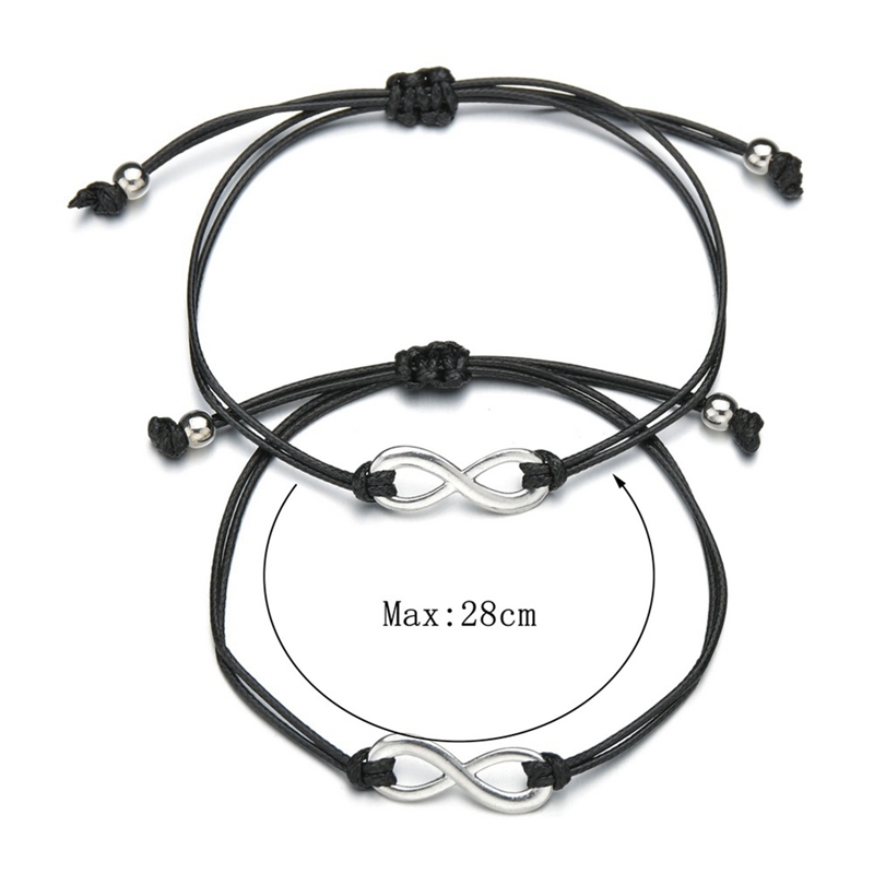 INFINITY Gelang Persahabatan Priawanita Strap Kepang Bandul Desain Infinitytulisan Wish You Me Promise Untuk Hadiah