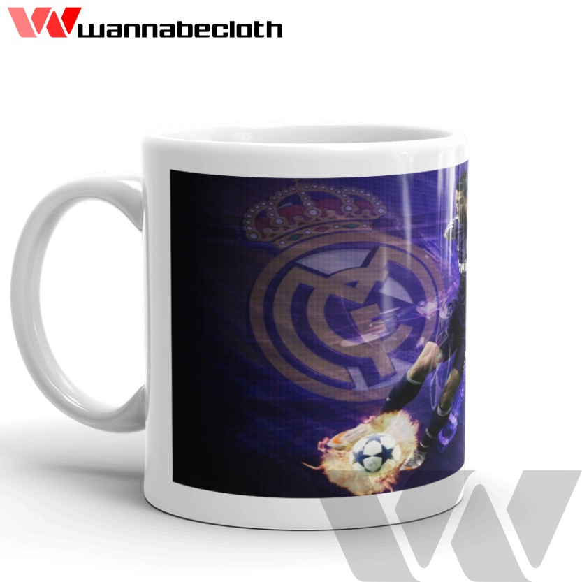Mug Real Madrid Gelas Real Madrid Cetak Mug Custom Cangkir Souvenir Bola Real Madrid Ronaldo CR7