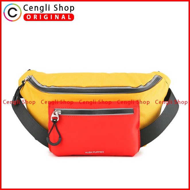 TAS SELEMPANG PINGGANG/DADA/BADAN PRIA HUSH PUPPIES SLING WAIST/CHEST/BODY BAG ORIGINAL KUNING YELLOW HM138