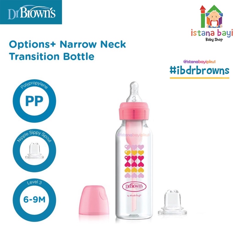 Dr.Brown's Transition Bottle Narrow Neck Options + 250 ml - Botol susu
