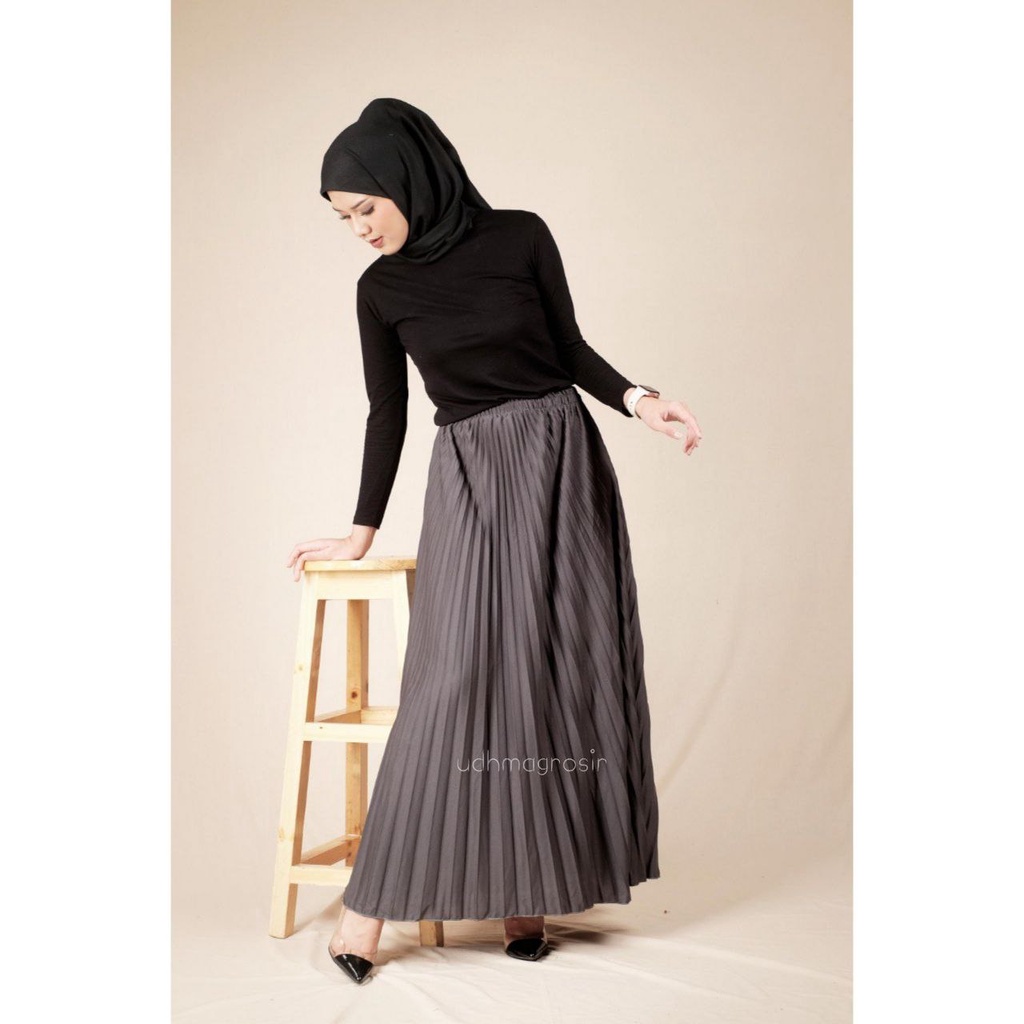 UDHMA Rok Plisket Premium Mayung/Rok Plisket Lipatan Besar/ Rok Plisket Hyget