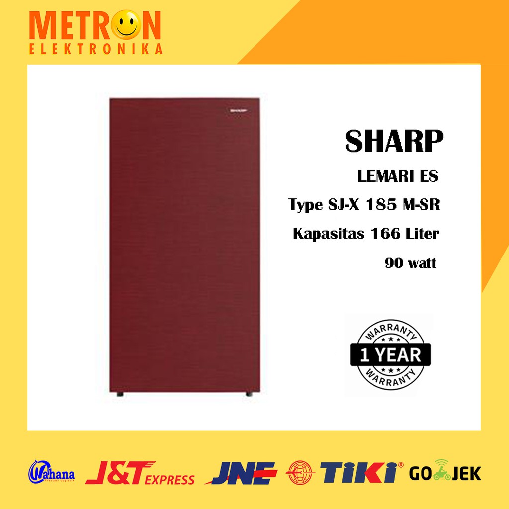 SHARP SJ X 185 M SR / RED KULKAS LEMARI ES 1 PINTU 166 LITER / TEMPERED GLASS TRAY / SJX185MSR