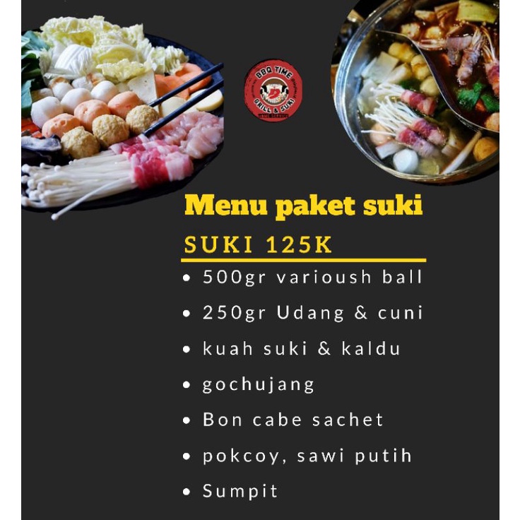 

Menu paket suki lengkap ( suki saja )
