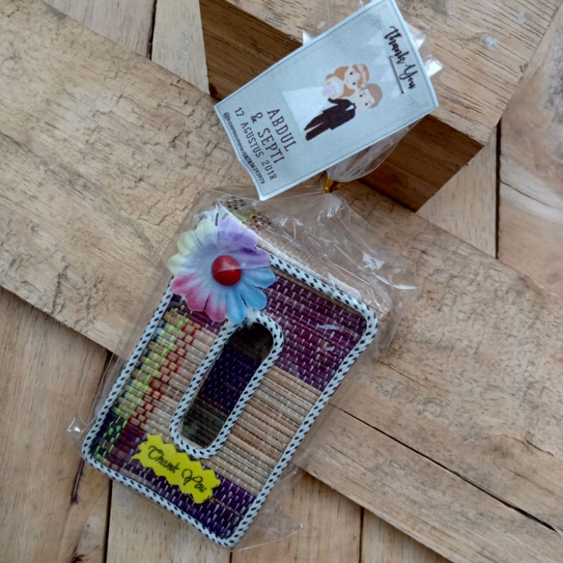 Souvenir tempat tissue pocket anyam rotan