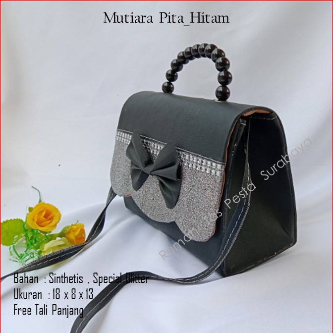 Tas Elegan ,Tas Slempang,Tas Etnik,MuTiara Pita_Hitam