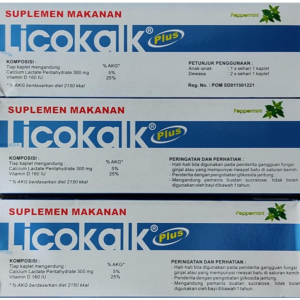 Licokalk Plus 10 Kaplet / Vitamin Tulang dan Gigi / Kebutuhan Kalsium plus vitamin D