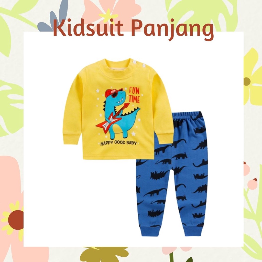 Plazababyku KIDS SUIT PANJANG H5 Setelan Anak Bahan Kaos Lengan + Celana Berkualitas Import NEW3