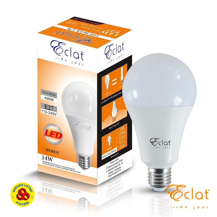 Eclat LED Bulb 14W Semu E27 Lampu LED 14 Watt 4000K Cool White A67