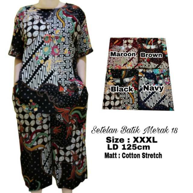 HABIS Stelan batik kulot modern size XXXL ld125 katun stretch/melar (Real Pict)