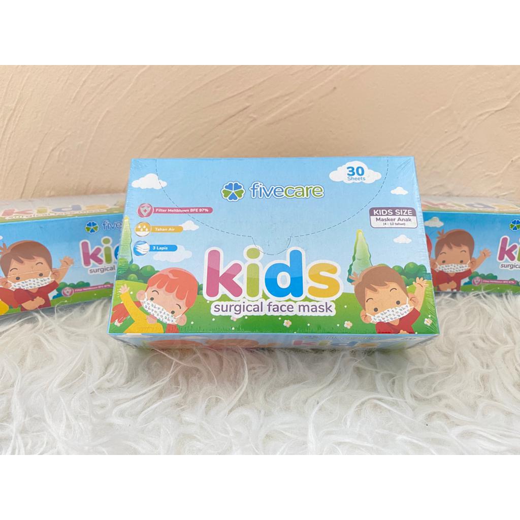 Masker Anak Fivecare Kids Surgical Mask (1 Kotak 30 Pcs BFE 9)