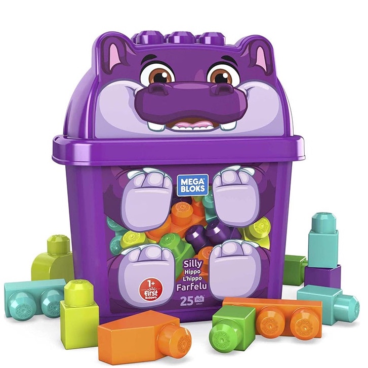 Fisher-Price Mega Bloks First Builders Friendly Fox And Hippo (25 Pieces) - Mainan Balok Susun Edukasi Anak Balita