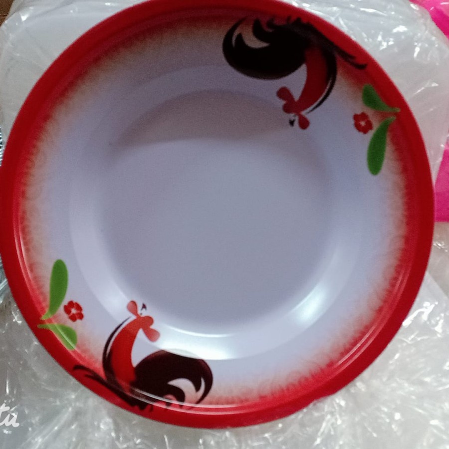 Piring Enamel 22 CM Kaleng Seng ayam jago Jadul Vintage