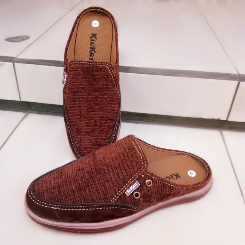 sepatu sandal selop Kickers coklat termurah