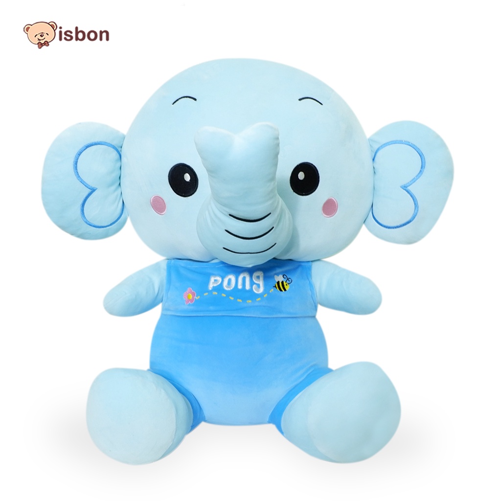 Boneka Gajah Grey Pink Blue Elephant SIT PING PONG With Baju Overoll Lucu Cocock Untuk Hadiah Bahan Halus By ISTANA BONEKA