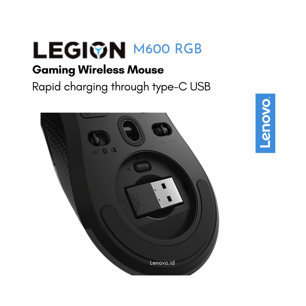 Lenovo Legion M600 Wireless Gaming Mouse GY50X79385 (2.4GHz / BlueTooth 5.0 / Wired via USB 2.0)-3