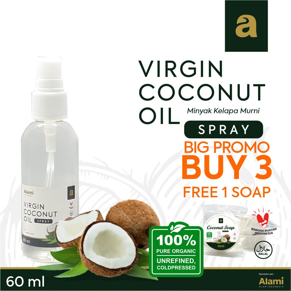 VCO virgin coconut oil 60 ml SPRAY | minyak kelapa murni | 100% organic | alami alam indonesia