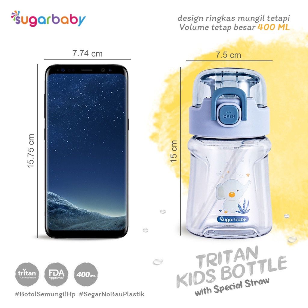 Sugar Baby TRITAN Kid Bottle (400 ml,12 mo+) AUDREY BABY SHOP / Botol minum kids