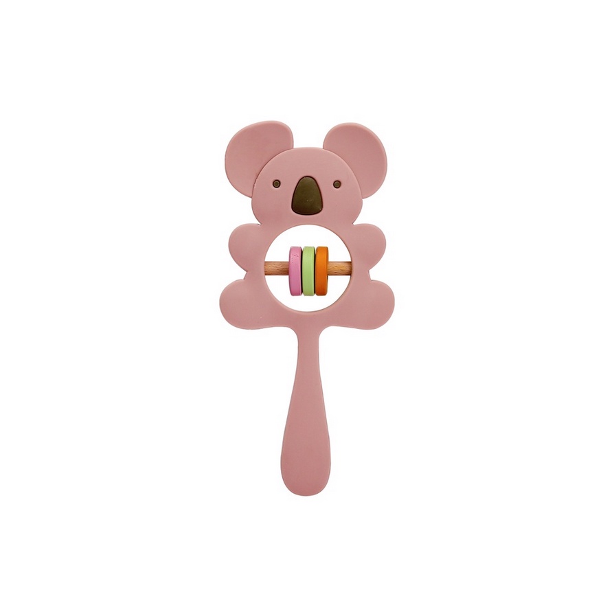 Crumbl Silicone Teether Rattle Stick Toy - Koala Elephant Mainan Toys Gigitan Anak Bayi Silikon Teething Toy-Koala - Powder Pink