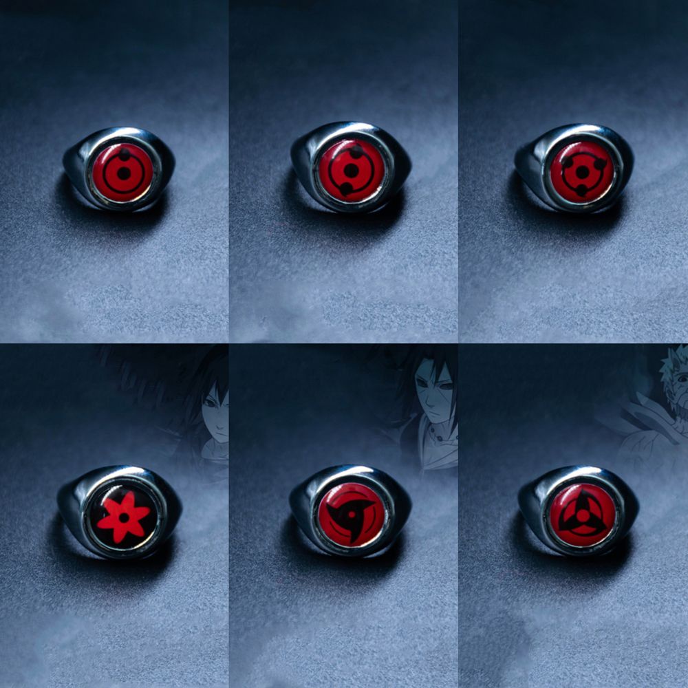 MXBEAUTY Men Anime Ring Japanese Shooting props Cosplay Rings Women Anime Fan Gift Ninja Fashion Uchiha Itachi DIY Jewelry