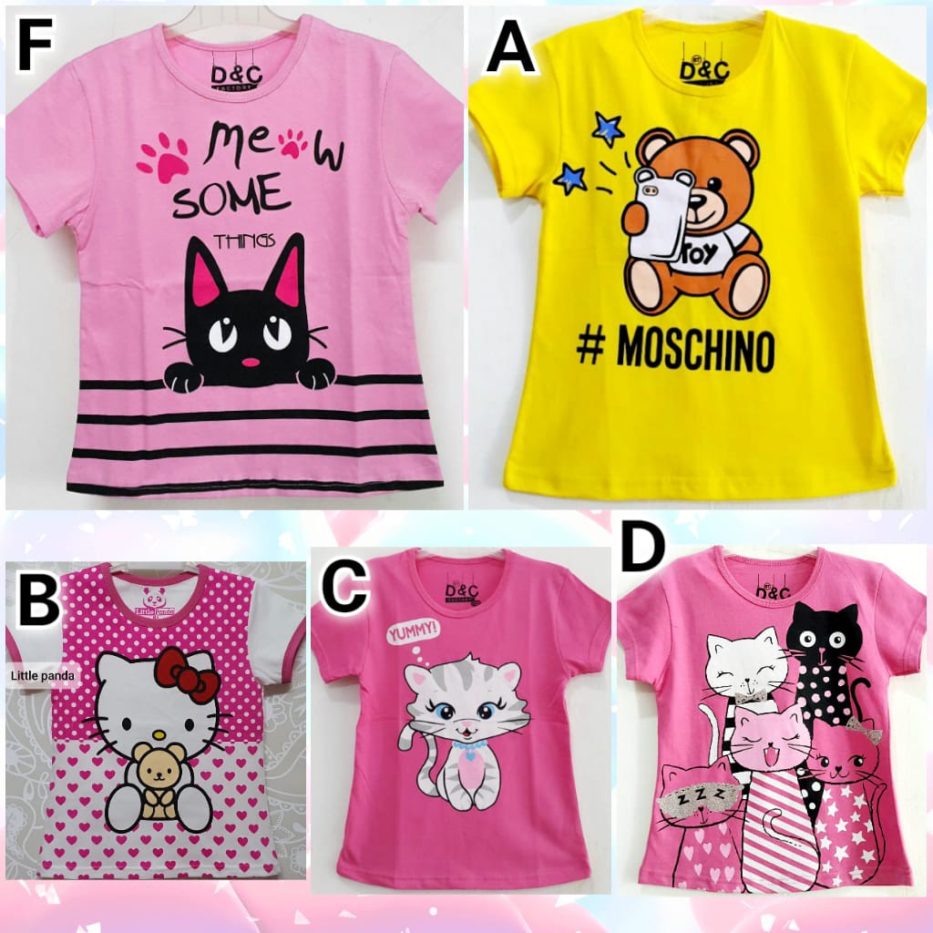 kaos anak  perempuan  karakter kucing dan marie  the cat 