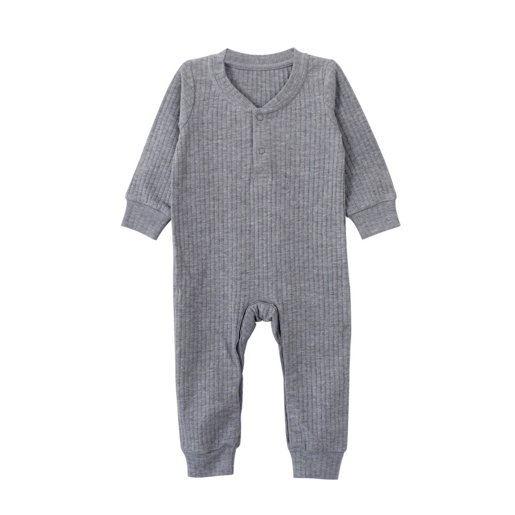 Sleepsuit Bayi / Jumpsuit Anak / I am Cotton Long Romper Rib-Dark Grey