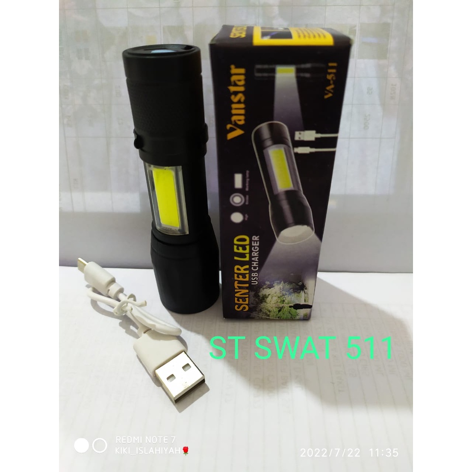 SENTER SUPER TERANG SWAT MINI LED ZOOM SWAT POLICE LIGHT REECHARGER XPE 511