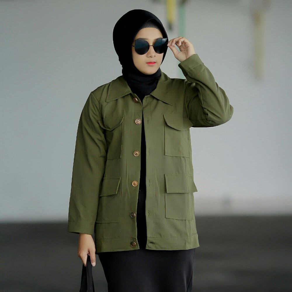 KEMEJA PARKA WANITA ARMY / KEMEJA JAKET / OUTER WANITA - MURAH, KEREN