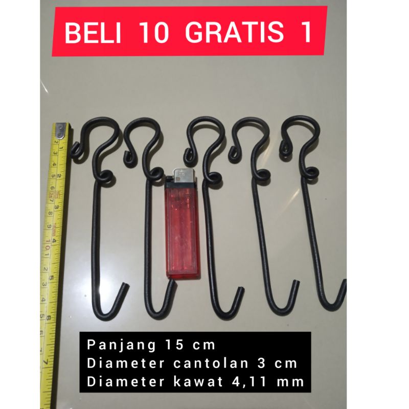 Gantungan Kait Panjang 15Cm/D4,11mm Pvc  Anti Karat Gantungan Pot Cantolan Pakis Pinus Asesoris Pern