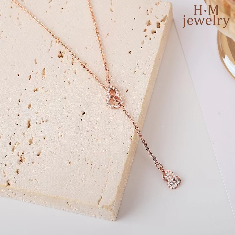 Kalung Rantai Sterling Silver 925 Dengan Liontin Labu Warna Rose Gold Untuk Wanita