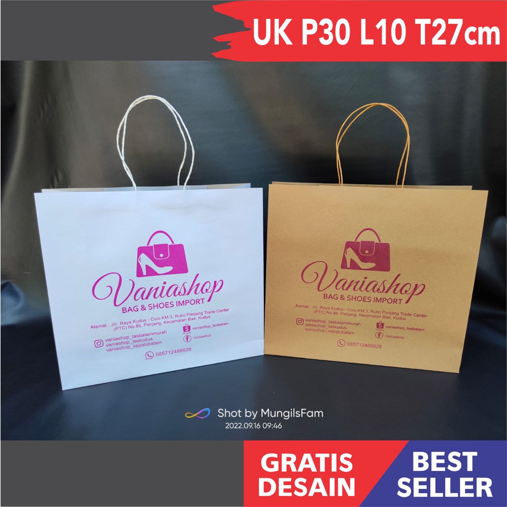 

Tas Kertas Custom Kraft Putih dengan Sablon Free Desain UK 30*10*27cm, Paperbag Custom, Tas Kertas Custom Sablon, Paperbag Wadag Baju, Paperbag Wadah Kaos, Paperbag Skincare, Tas Kertas sablon Toko, Paperbag Sablon Toko, PAperbag Murah