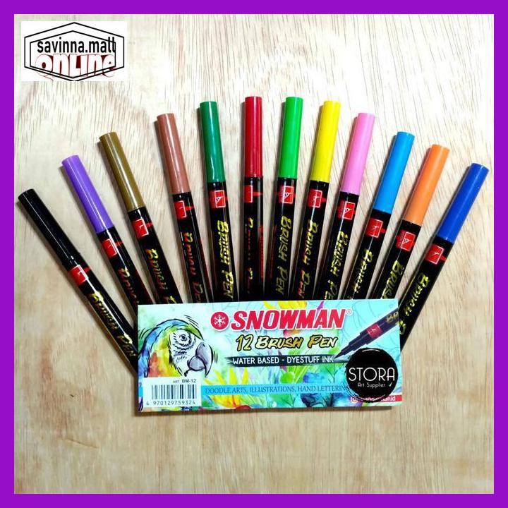 

U0Uo879- Snowman Brush Marker Pen Set - 12 Warna Spidol Hand Lettering Bm-12 Y7Ry688-