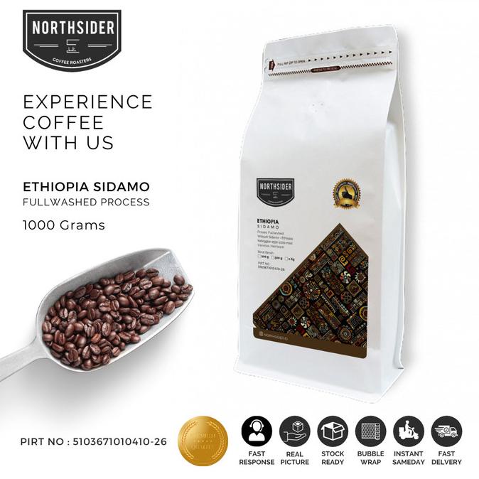 

Biji Kopi Arabica Ethiopia Sidamo Washed - 1Kg Northsider Coffee -Diskon Sd 50%