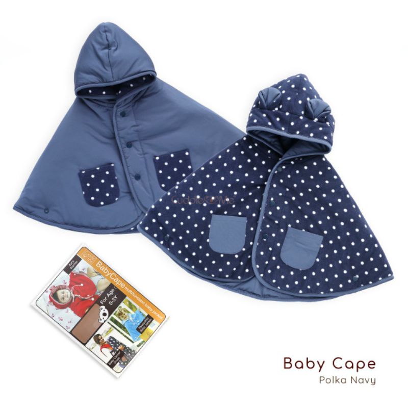 Jaket Anak CuddleMe BabyCape | Mantel Bayi Balita Cuddle Me Baby Cape | Grosir Cuddle Me BabyCape-Polka Navy