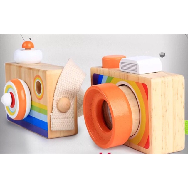Mainan pretend play kamera bahan kayu