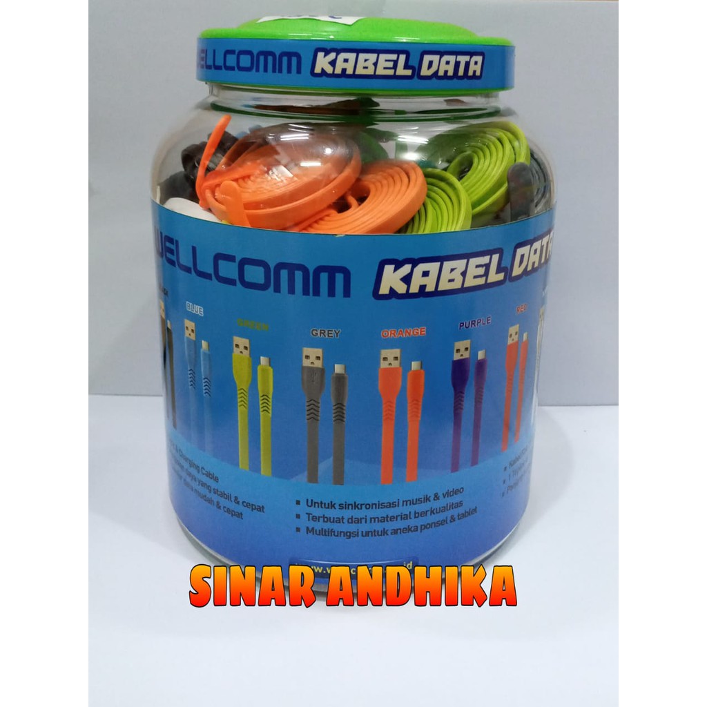 KABEL DATA WELLCOMM TYPE C USB GEPENG/FLAT 1 METER