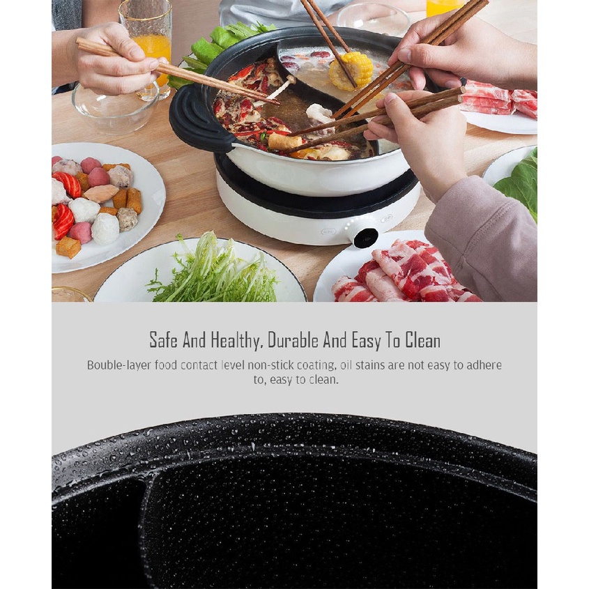 ZHIWU GJT03CM - YUAN YANG Shabu Steamboat Cooking Soup Pot 27 cm - Panci Steamboat Shabu dan Suki 2 Tempat Terpisah untuk 2 Macam Kaldu