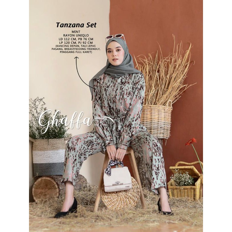 TANZANA SET / ONE SET RAYON UNIQLO / PIYAMA WANITA