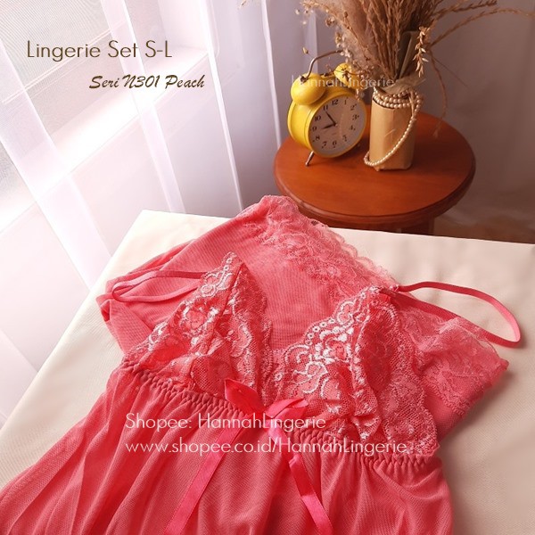 S-L Lingerie Sets Original - Sexy Lingerie Wanita Baju Tidur Transparan Malam Pertama Lingering N301