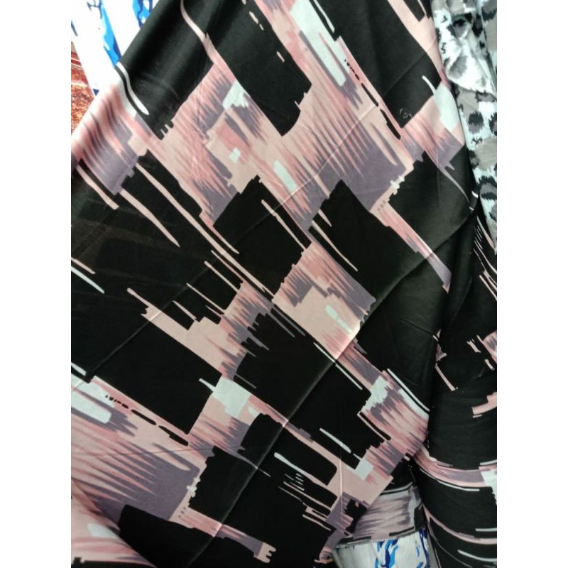 Bahan katun rayon motif abstrak permeter