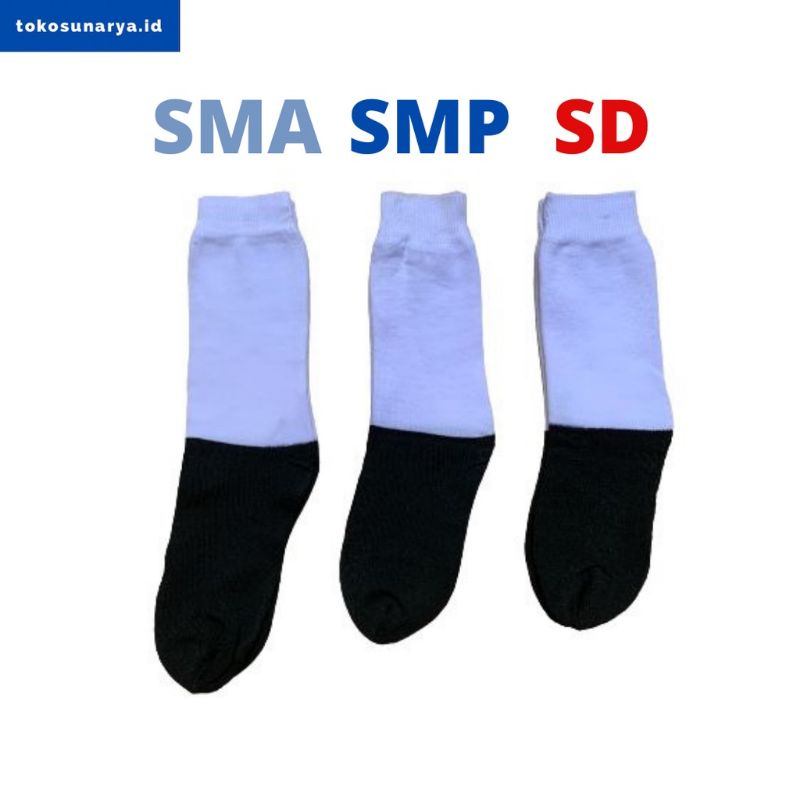 DAMODA Kaos Kaki Sekolah SD SMP SMA | Kaos Kaki School | Kaos Kaki Hitam Putih