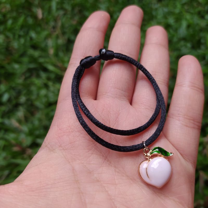 FRUIT & FOOD BRACELET / Gelang buah lolypop semangka strawberry / UNIK / PERSAHABATAN / MURAH / LUCU-Peach