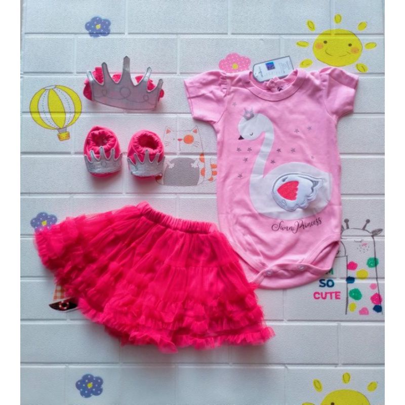 SETELAN BAJU BAYI PEREMPUAN JUMPER  TUTU 4IN1 0-12 BULAN FREE SEPATU &amp; BANDO / SETELAN JUMPER TUTU BAYI CEWEK KELINCI JUMPER SET / Romper bayi newborn 3  bulan 12 bulan baby cewek kelinci rabbit jumper set perempuan dress bayi ulang tahun 1 tahunan